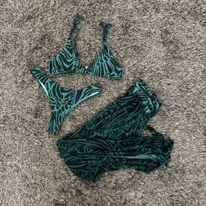 Shein - Green Zebra Swim Set - NWOT
